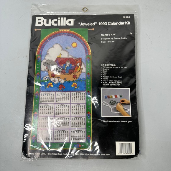 Bucilla Other - Bucilla Jeweled 1993 Calendar Kit Noahs Ark Felt Applique Bonnie Smith 12x25